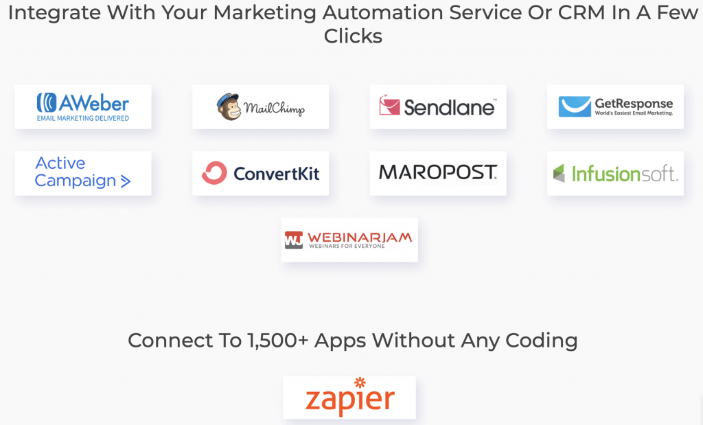 all of the ConvertoBot chatbot integrations (native and Zapier)